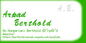 arpad berthold business card